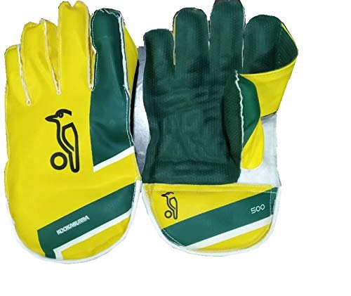 Kookaburra Kahuna Pro 500 Wicket Keeping Gloves - Adult Size, Yellow/Green, Grade 3 Protection